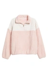 Happy Camp3r Garden Confetti Colorblock Quarter Zip Pullover In Pink