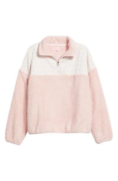 Happy Camp3r Garden Confetti Colorblock Quarter Zip Pullover In Pink