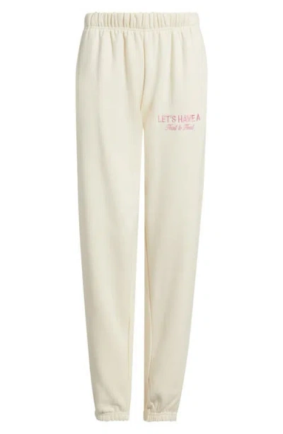 Happy Camp3r Heart To Heart Embroidered Joggers In White