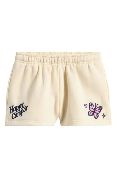 Happy Camp3r Kids' The World Is Better Embroidered Shorts In Neutral