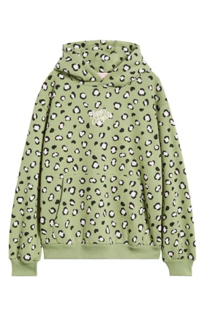 Happy Camp3r Leopard Print Core Hoodie In Green