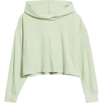 Happy Camp3r Pistachio Lily Crop Rib Hoodie In Green