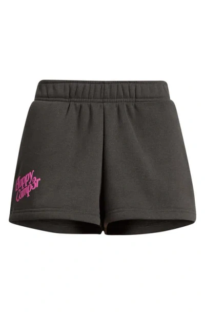 Happy Camp3r Puff Print Cotton Blend Fleece Shorts In Charcoal Gray