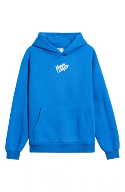 Happy Camp3r Puff Series Core Logo Cotton Blend Hoodie In Blue