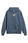 Happy Camp3r Puff Series Core Logo Cotton Blend Hoodie In Blue