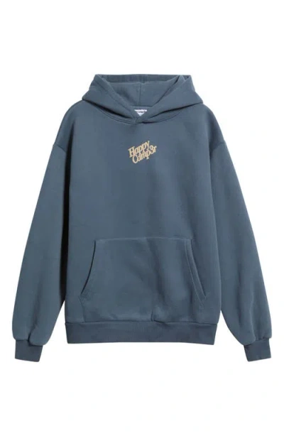 Happy Camp3r Puff Series Core Logo Cotton Blend Hoodie In Blue
