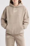 Happy Camp3r Puff Series Core Logo Cotton Blend Hoodie In Brown