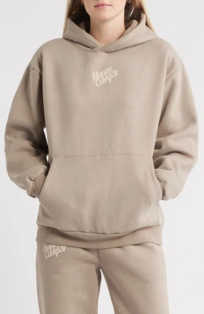 Happy Camp3r Puff Series Core Logo Cotton Blend Hoodie In Brown