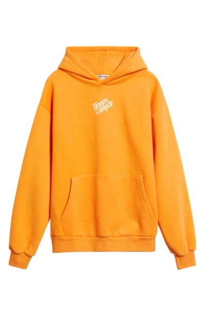 Happy Camp3r Puff Series Core Logo Cotton Blend Hoodie In Orange