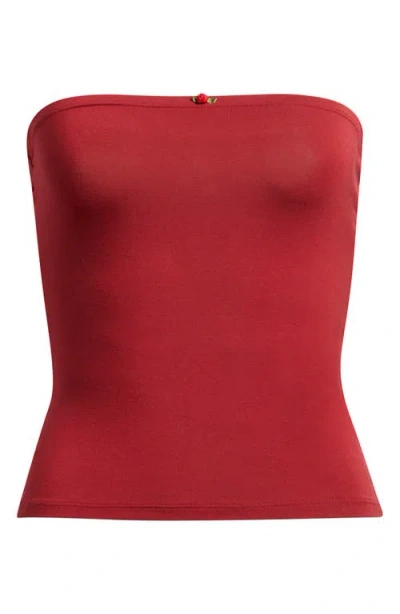 Happy Camp3r Scarlett Quinn Strapless Top In Red