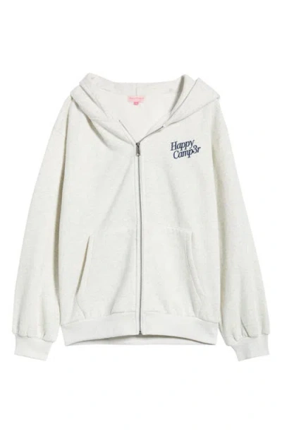 Happy Camp3r Talk Nicely Zip Hoodie In Oatmeal Heather Gray