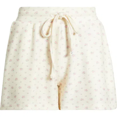 Happy Camp3r Vintage Flower Cloud Lounge Shorts In White