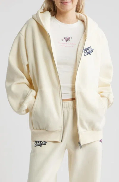Happy Camp3r World Is Better Zip-up Hoodie In Neutral