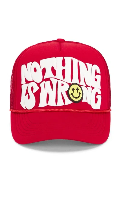 Happy Caps Nothing Is Wrong Trucker Hat In Red