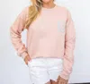Happy Heart Crew Smiley Hand Stitched Sweatshirt In Peach