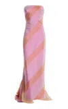 Happy Isles Richard Tyler Couture 2000s Striped Silk Gown