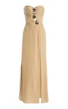 Happy Isles Versace 2000s Strapless Silk-chiffon Maxi Dress
