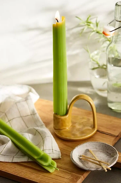 Happy Organics Celery Beeswax Tapers, Set Of 2 In Green