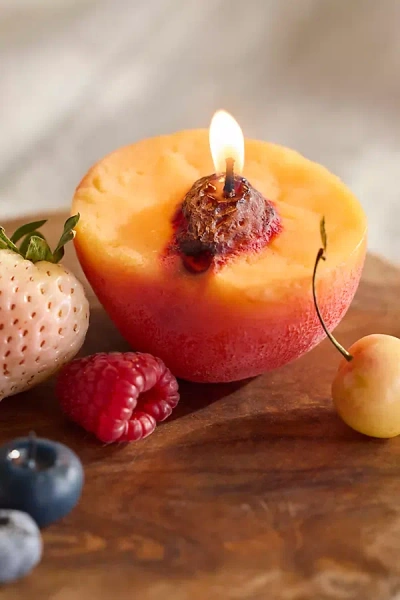 Happy Organics Peach Beeswax Candle In Multi