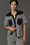 Happy Sheep Short-sleeve Denim Buttondown Sweater
