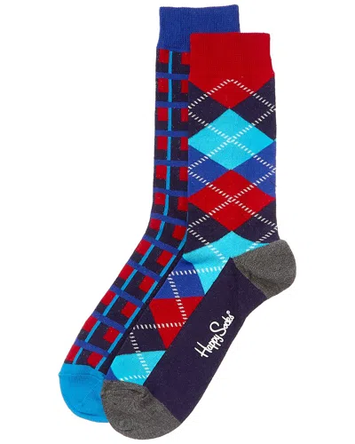 Happy Socks 2-pack Argyle Sock In Blue