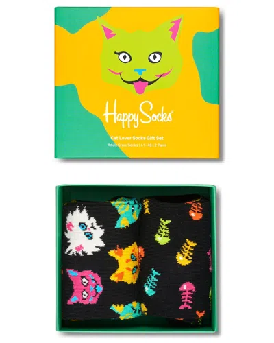 Happy Socks 2-pack Cat Lover Gift Set In Black