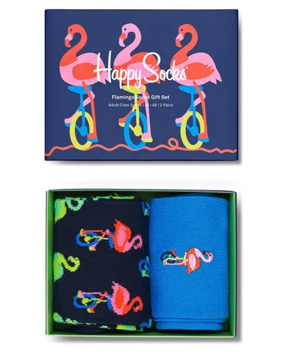 Happy Socks 2-pack Flamingo Sock Gift Set In Black