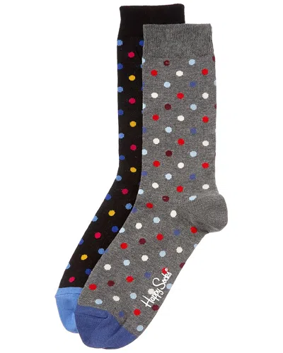 Happy Socks 2-pack Mini Dot Sock In Black Grey