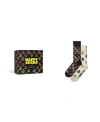 Happy Socks Assorted 2-pack Peace Crew Socks Gift Box In Black