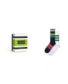 Happy Socks Assorted 2-pack Stripe Sneaker Crew Socks Gift Box In Black