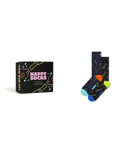 Happy Socks 2-pack You Did It Socks Gift Set In Black