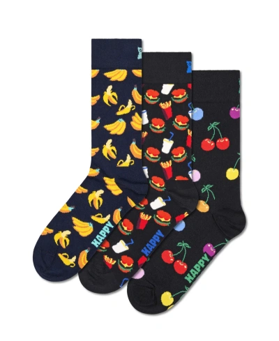 Happy Socks 3-pack Classic Banana Socks In Navy