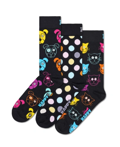 Happy Socks 3-pack Classic Dog Socks In Navy