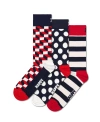Happy Socks Assorted 3-pack Optic Filled Crew Socks In Navy