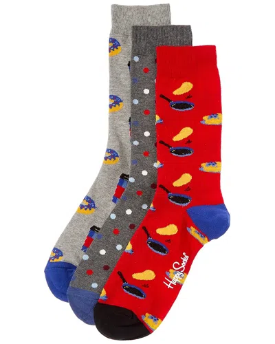 Happy Socks 3-pack Donut Sock In Red