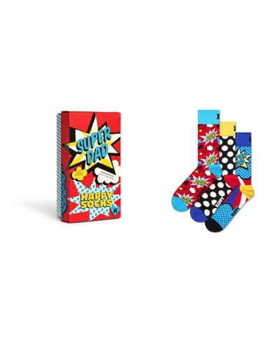 Happy Socks 3-pack Father's Day Gift Set In Red
