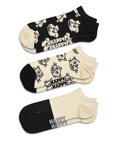 Happy Socks 3-pack Pets Low Socks In Black