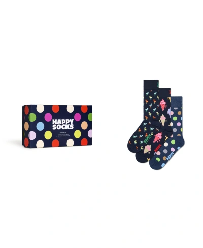 Happy Socks 3-pack Socks Gift Set In Navy