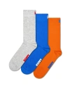 Happy Socks Solid Crew Socks, Pack Of 3 In Gray
