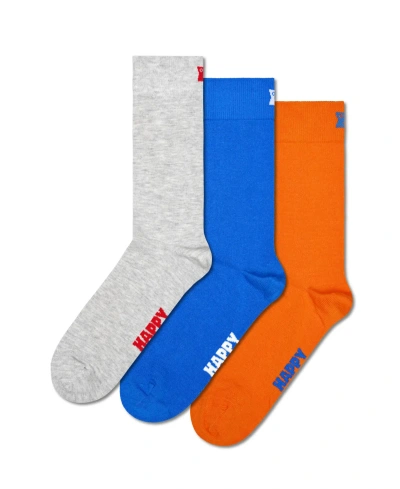 Happy Socks 3-pack Solid Socks In Gray