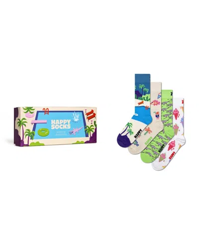 Happy Socks 4-pack Pool Party Sock Gift Set In White