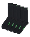 Happy Socks Solid Crew Socks, Pack Of 5 In Black