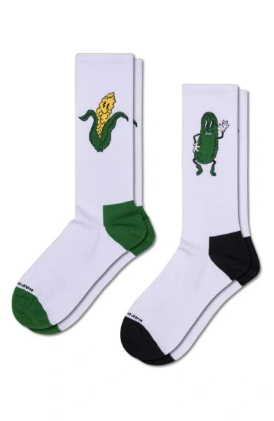 Happy Socks Assorted 2-pack Corn Sneaker Socks In White