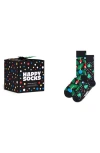 Happy Socks Assorted 2-pack Holiday Crew Socks Gift Set In Black