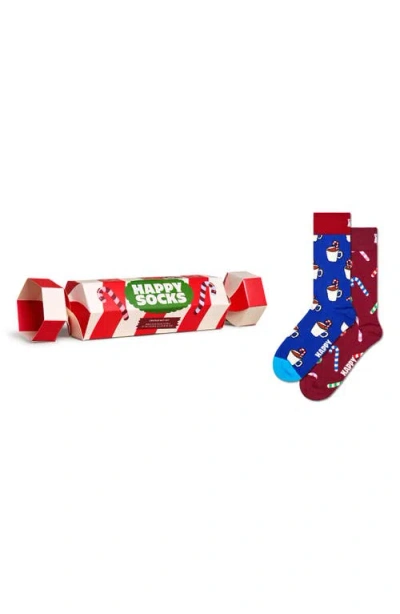 Happy Socks Assorted 2-pack Holiday Crew Socks Gift Set In Dark Red