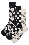 Happy Socks Assorted 3-pack Black & White Socks Gift Box In Black