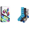 Happy Socks Assorted 3-pack Fast Sports Cotton Blend Socks Gift Box In Multi