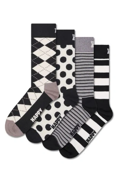 Happy Socks Assorted 4-pack Black & White Socks Gift Box
