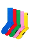 Happy Socks 5-pack Solid Socks In Blue Multi