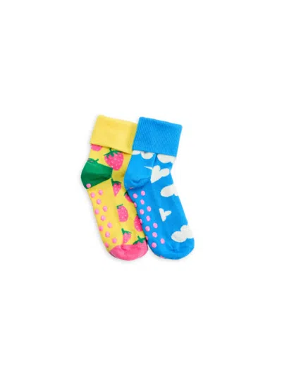 Happy Socks Baby's & Little Kid's 2-pack Graphic Crew Socks In Neutral